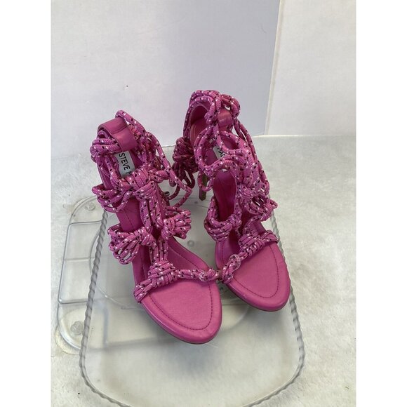 Steve Madden Fiore Ankle Rope Tie Sandal In Multi Pink Size 8.5 Stiletto Heels - Picture 2 of 9